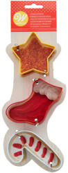 Wilton karácsonyi kiszúró szett, csillag, csizma, cukorka, fém, 3 db