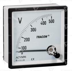 TRACON Voltmetru analogic de curent alternativ 48×48mm, 600V AC (ACVM48-600)