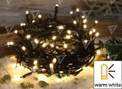 TRACON Ghirlandă luminoasă de Crăciun cu LED, de interior/exterior 230VAC, 2+10M, 100LED, 3, 6W, 2600-2700K, IP44 (CHRSTOB100WW)