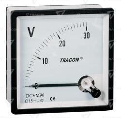 TRACON Voltmetru analogic de curent continuu 72×72mm, 30V DC (DCVM72-30)