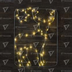 TRACON Lumină decorativă Crăciun pt. geam, în formă de ren, cu bat. Timer 6+18h, 60LED, 3000K, 3xAAA (CHRRDWD60WW)