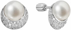 Pavona Cercei cu jumătate de lună din argint cu perle de râu și zirconi 21099.1B
