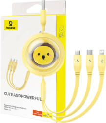 Baseus Charging Cable 3w1 Baseus USB to USB-C, USB-M, Lightning 3, 5A, 1, 1m (yellow) (P10362900Y11-00) - scom