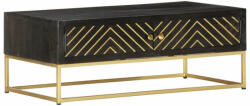 vidaXL fekete-aranyszínű tömör mangófa dohányzóasztal 90 x 50 x 35 cm (286515) - pepita