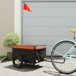 vidaXL fekete-narancssárga vas kerékpár-utánfutó 30 kg (94075) - vidaxl