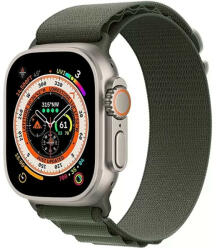 Apple Watch 4-6, SE, SE (2022) (42 / 44 mm) / Watch 7-9 (45 mm) / Watch Ultra 1-2 (49 mm), textíl pótszíj, nylon, állítható, hullámos kialakítású akasztórész, Xprotector, sötétzöld - tok-shop