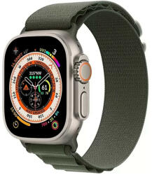 Apple Watch 4-6, SE, SE (2022) (42 / 44 mm) / Watch 7-9 (45 mm) / Watch Ultra 1-2 (49 mm), textíl pótszíj, nylon, állítható, hullámos kialakítású akasztórész, Xprotector, sötétzöld