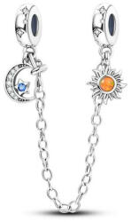 Ékszerkirály Ezüst charm biztonsági lánccal, Nap és Hold (1005004432379950_5)