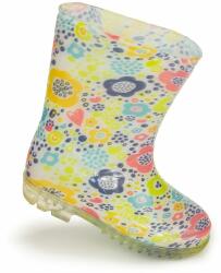 Pidilidi Cizme PVC pentru fete - imprimeu cu flori, Pidilidi, PL0038-13, alb - 29