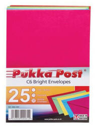 PUKKA PAD Boríték, C6, enyvezett, PUKKA PAD "Bright", vegyes színek (szín nem választható), 25 db/csomag (PUP9061)