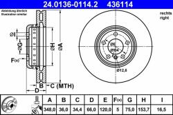 ATE Disc frana ATE 24.0136-0114.2 - centralcar