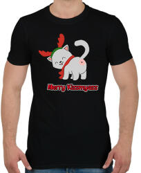 printfashion Merry Kiss my ass cica - Férfi póló - Fekete (14630914)
