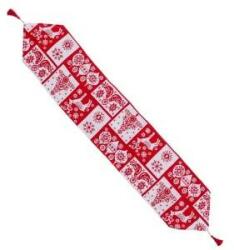 BigBuy Christmas Șervet pentru Masă Crăciun Alb Roșu Poliester 180 x 33 cm