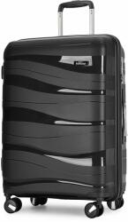 BONTOUR "Flow" 4-kerekes bőrönd TSA számzárral, L méretű 76x51x31 cm, Fekete