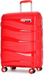 BONTOUR "Flow" 4-kerekes bőrönd TSA számzárral, M méretű 66x45x28 cm, Piros