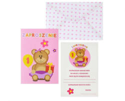  Zaproszenie Pink, Első születésnap meghívó 6 db-os (MLG627616) - kidsfashion