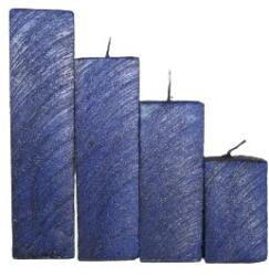 GYD Gyertya rusztikus kapart lépcsős hasáb kék színű metál