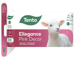 Tento Toalettpapír, 3 rétegű, kistekercses, 16 tekercs, TENTO "Ellegance Pink Decor", fehér (KHH757)