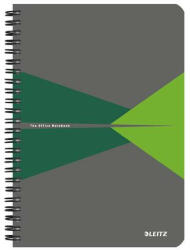 Leitz Spirálfüzet, A5, kockás, 90 lap, laminált karton borító, LEITZ "Office", szürke-zöld (E44580055) - fapadospatron