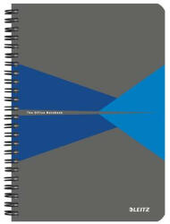 Leitz Spirálfüzet, A5, kockás, 90 lap, laminált karton borító, LEITZ "Office", szürke-kék (E44580035) - fapadospatron