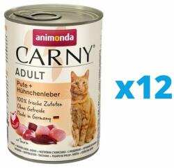 Animonda Carny Adult Hrana umeda set curcan si ficat de pui pentru pisici adulte 12 x 400 g