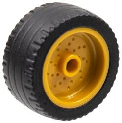 LEGO® 66727c01c115 - LEGO gyöngyház arany 18mm átm. x 12mm méretű pöttyös felni és fekete 24mm x 12mm méretű abroncs (66727c01c115)