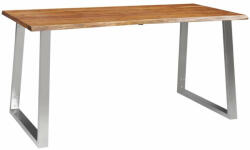 vidaXL tömör akácfa és rozsdamentes acél étkezőasztal 160 x 80 x 75 cm (283891) - pepita