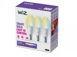 WIZ 3 Becuri LED inteligente Connected Whites C37, Wi-Fi, E14, 4.9W (40W), 470 lm, lumina alba (2700-6500K), compatibil Google Assistant/Alexa/Siri (000008720169075696)