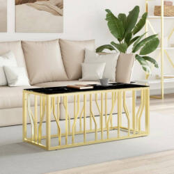 vidaXL aranyszínű üveg és rozsdamentes acél dohányzóasztal 110x45x45cm (350052) - pepita