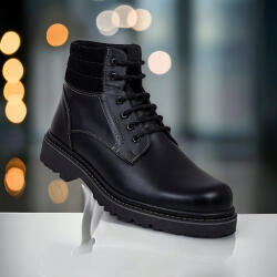 Ciucaleti Shoes Bocanci barbati experimentali din piele naturala, imblaniti, model iarna, negru box, GKR37N (GKR37N)