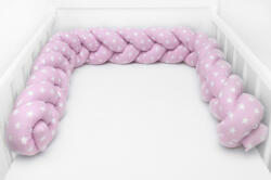  Prémium fonott fejvédő kiságyba 210cm - rózsaszín csillagos