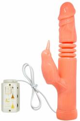 LyBaile Vibrator Golden Gun cu Telecomanda, Functii Vibratii, Rotatii, Impingere, Natural, 23 cm Vibrator