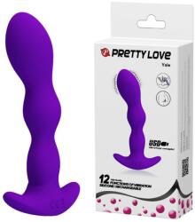 Pretty Love Dop Anal Yale 12 Moduri Vibratii, Silicon, USB, Violet, 14.5 cm