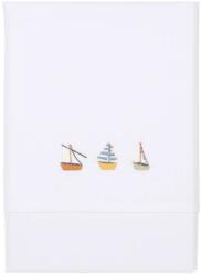 Little Dutch Cearsaf alb din bumbac cu broderie - Sailors Bay - 110 x 140 cm - Little Dutch