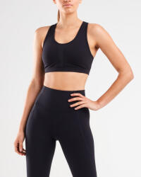 2XU - Bustiera sport pentru femei Perform Medium Impact Crop - negru argintiu (WR6116a-BLK-SIL)