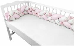 MimiNu - Protectie laterala pentru patut bebe, Tip Bumper impletit, Din bumbac, Din materiale certificate Oeko Tex Standard 100, Lungime 220 cm, Peonie Pink (6426972023894) Lenjerii de pat bebelusi‎, patura bebelusi