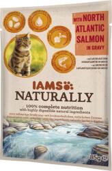 Iams Naturally nedves táp felnőtt macskáknak észak-atlanti lazaccal szaftban 85g