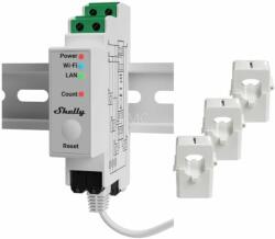 Shelly PRO 3EM-120A három fázisú, professzionális Wi-Fi + Ethernet fogyasztásmérő, 3 x 120A áramváltóval (3800235268100)
