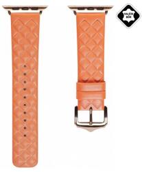 DUX DUCIS Apple Watch Series 9 45mm pótszíj (egyedi méret, valódi bőr, 3d rombusz minta) narancssárga (GP-142293)