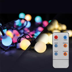 Solight LED 2in1 lanț de Crăciun în aer liber, minge, telecomandă, 100LED, RGB alb, 10m 5m, 8 funcții, IP44 (1V08-RGB)