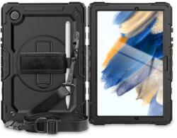Haffner Solid Galaxy Tab A8 10.5 ütésálló védőtok 360 fokos védelemmel 4H kijelzővédő üveggel fekete OEM (FN0330)