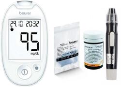 Beurer GL44 Lean glükométerkészlet 10 teszttel, 10 lándzsával, 1 szúróeszközzel, 1 USB kábellel, Tracking App csatlakozással, 480 tárolt értékkel, mg/dl, fehér