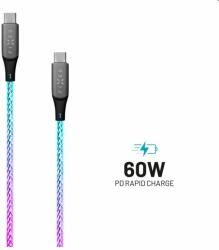 FIXED LED Töltőkábel USB-C/USB-C, PD, 1, 2 m, 60 W, szivárványos (FIXDLED-CC-RA)