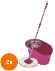 Parex Set 2 x Galeata cu Mop Rotativ, 15 l, Roz, Parex Smart (ROC-2xMAG1017046TS)