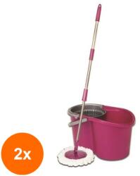 Parex Set 2 x Set Curatenie Parex Tinny, Galeata cu Mop Rotativ , 18 litri, Roz (ROC-2xMAG1016934TS)