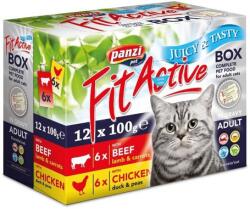 Panzi FitActive Fit-a-Box alutasakos eledel macskáknak (1 doboz | 2 x 6 x 100 g | 6 alutasak marha- és bárányhússal | 6 db alutasak csirke- és kacsahússal) 1.2 kg