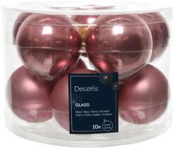 Decoris matt és fényes sötét rózsaszín színű üveg gömbdísz 6 cm-es méretben, 10 db-os csomagban