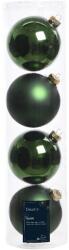 Decoris matt és fényes sötét zöld színű üveg gömbdísz 10 cm-es méretben, 4 db-os csomagban