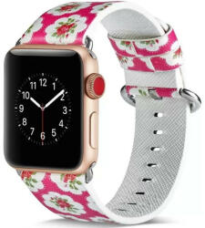 Apple Watch 4-6, SE, SE (2022) (42 / 44 mm) / Watch 7-9 (45 mm) / Watch Ultra 1-2 (49 mm), bőr pótszíj, állítható, virág minta, F3, Xprotector, mintás/rózsaszín - tok-shop