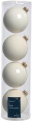 Decoris matt és fényes fehér színű üveg gömbdísz 10 cm-es méretben, 4 db-os csomagban